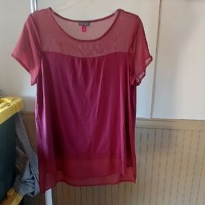 Vince Camuto Pink Short Sleeve Relaxed Blouse